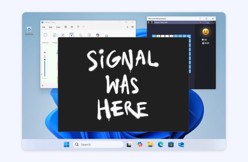 Signal's new windows update prevents the system from capturing screenshots